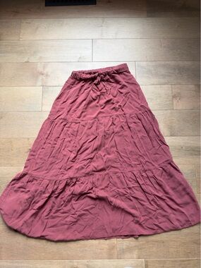 shosho Dusty Rose Tiered Maxi Skirt